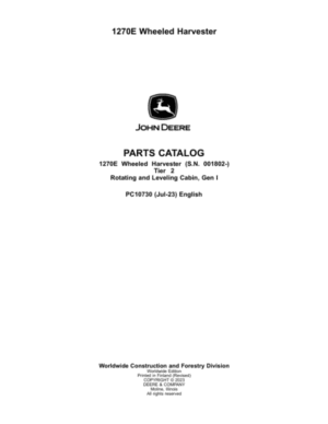 John Deere 1270E T2 Wheeled Harvesters (SN 001802-) Parts Catalog Manual
