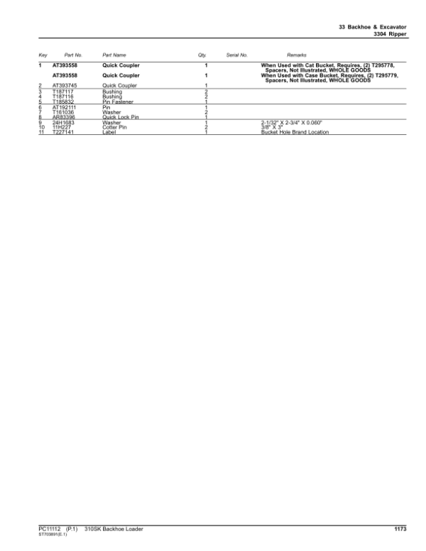 John Deere 310SK Backhoes (SN E219607-E277407) Parts Catalog Manual - Image 4