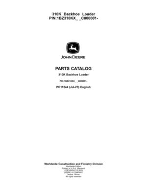 John Deere 310K Backhoes (SN 1BZ310KX_ _C000001) Parts Catalog Manual