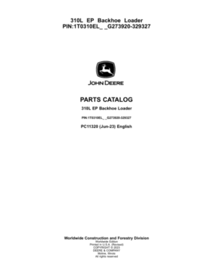 John Deere 310L Backhoe Loaders (SN G273920-329327) Parts Catalog Manual