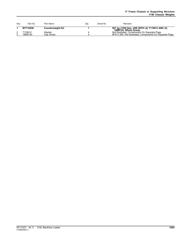 John Deere 310L Backhoe Loaders (SN F273920-390995) Parts Catalog Manual - Image 4