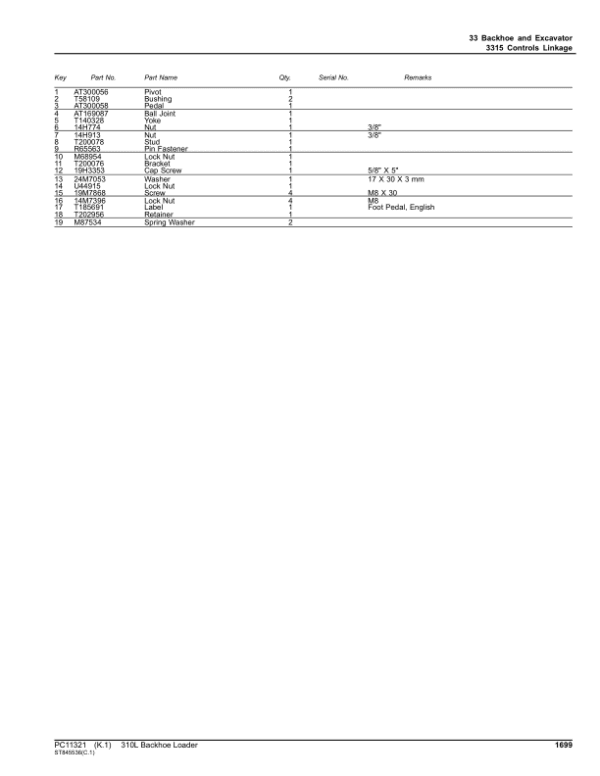 John Deere 310L Backhoe Loaders (SN F273920-390995) Parts Catalog Manual - Image 3