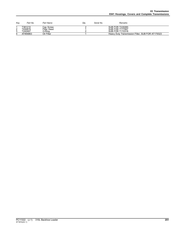 John Deere 310L Backhoe Loaders (SN C273920-390995 & D273920-390995) Parts Catalog Manual - Image 4