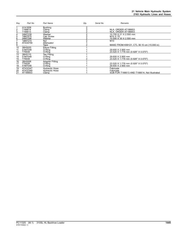 John Deere 310SL HL Backhoe Loaders (SN F273920-390995) Parts Catalog Manual - Image 2