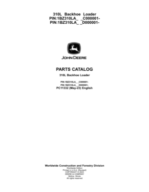 John Deere 310L Backhoe Loaders (SN C000001- & D000001-) Parts Catalog Manual