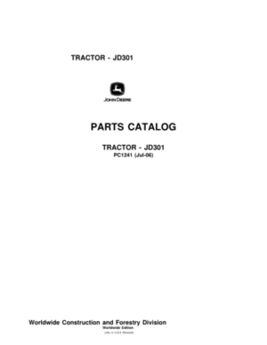 John Deere 301 Tractors Parts Catalog Manual