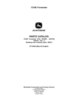 John Deere 1210E IT4 Forwarders Parts Catalog Manual