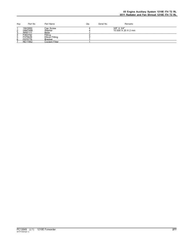 John Deere 1210E IT4 T2 (SN 001711 – 001976) Forwarders Parts Catalog Manual - Image 3