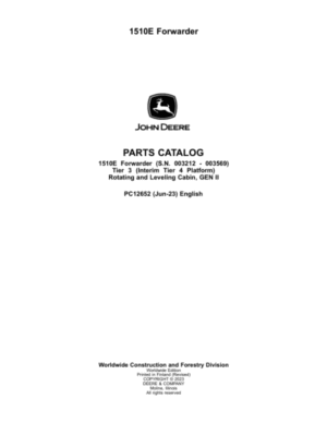John Deere 1510E IT4 T3 Forwarders (SN 003212 – 003569) Parts Catalog Manual