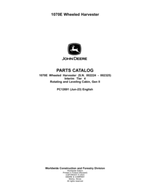 John Deere 1070E IT4 Wheeled Harvesters Catalog Manual