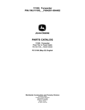 John Deere 1110G FT4 FFC Forwarders Parts Catalog Manual