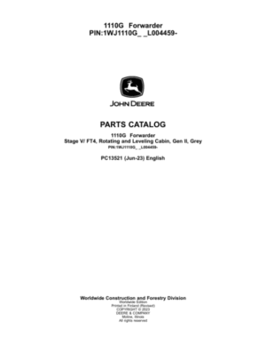 John Deere 1110G FT4 RL Forwarders (SN L004459-) Parts Catalog Manual