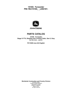 John Deere 1510G FT4 RL Forwarders (SN C002509-) Parts Catalog Manual