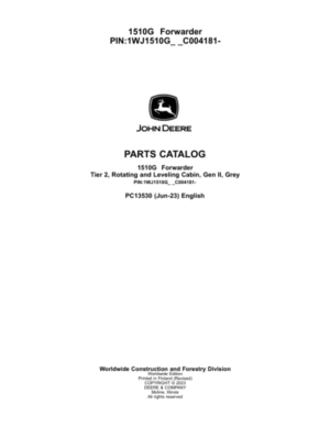 John Deere 1510G T2 RL Forwarders (SN C004181-) Parts Catalog Manual