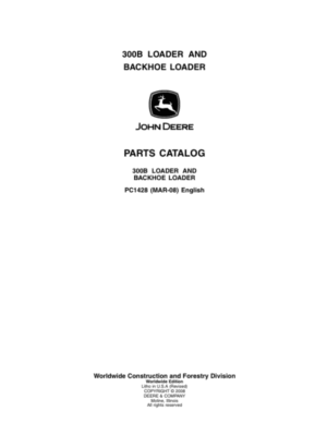 John Deere 300B Backhoes Parts Catalog Manual