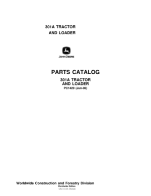 John Deere 301A Tractors Parts Catalog Manual
