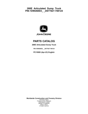John Deere 260E Articulated Dump Trucks (SN D677827-708124) Parts Catalog Manual