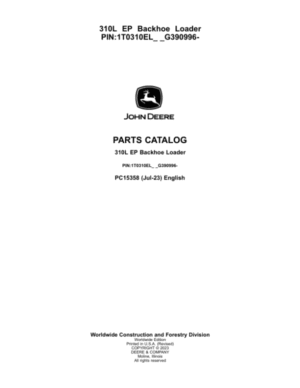 John Deere 310L EP Backhoe Loaders (SN 1T0310EL_ _G390996-) Parts Catalog Manual