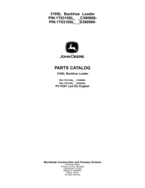 John Deere 310SL Backhoe Loaders (SN C390996- & D390996-) Parts Catalog Manual