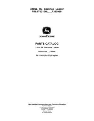 John Deere 310SL HL Backhoe Loaders (SN 1T0310HL_ _F390996-) Parts Catalog Manual