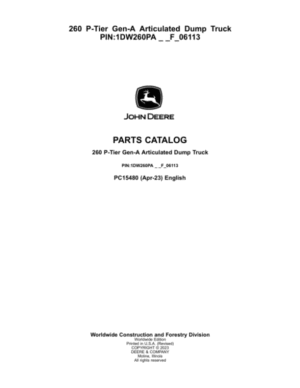 John Deere 260 P Articulated Dump Trucks (SN 1DW260PA _ _F_06113) Parts Catalog Manual
