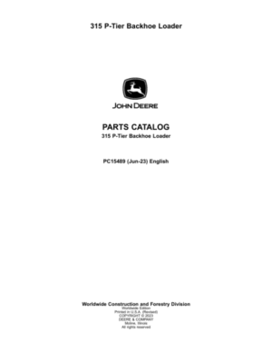 John Deere 315 P Backhoe Loaders (SN CA00001- & DA00001-) Parts Catalog Manual