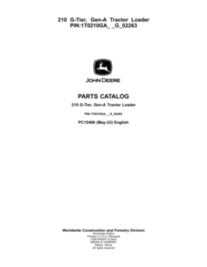 John Deere 210 G Backhoes (SN 1T0210GA_ _G_02263-) Parts Catalog Manual