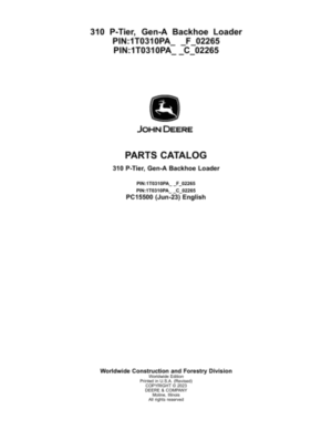 John Deere 310 P Backhoe Loaders (SN F_02265- & C_02265-) Parts Catalog Manual