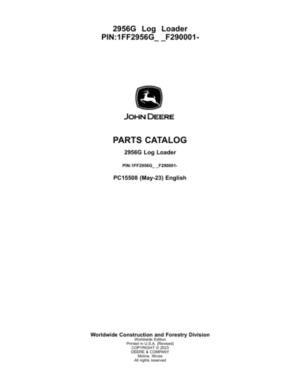 John Deere 2956G Log Loaders (SN 1FF2956G_ _F290001-) Parts Catalog Manual