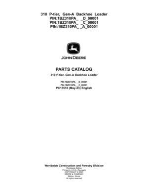 John Deere 310 P Backhoe Loaders (SN D_00001- & C_00001- & A_00001-) Parts Catalog Manual
