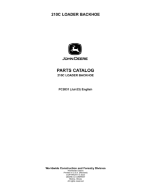 John Deere 210C Backhoe Loaders Parts Catalog Manual