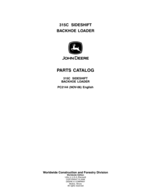 John Deere 315C Backhoes Parts Catalog Manual