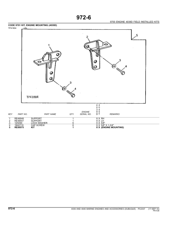 John Deere 3.9L, 4039, 4.5L, 4045 Marine Engines – Dubuque Parts Catalog Manual - Image 2