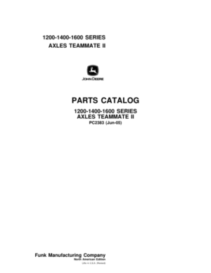 John Deere 1200, 1400, 1600 Axles Parts Catalog Manual