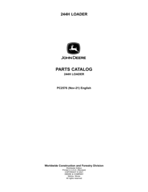 John Deere 244H Loaders Parts Catalog Manual