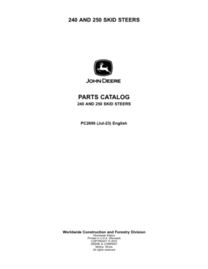 John Deere 240, 250 Skid Steers Parts Catalog Manual