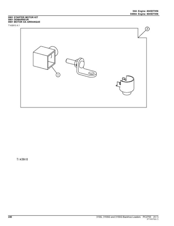 John Deere 310G, 310SG, 315SG Backhoe Loaders Parts Catalog Manual - Image 3