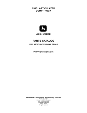John Deere 250C Articulated Dump Trucks Parts Catalog Manual