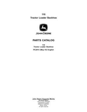 John Deere 110TLB Tractor Loader Backhoe Parts Catalog Manual