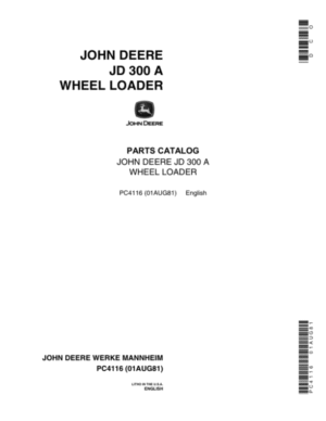 John Deere 300A Backhoes Parts Catalog Manual