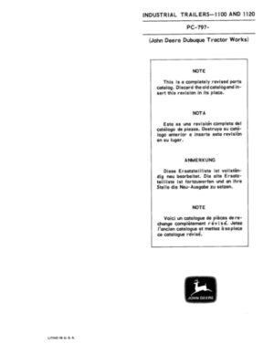 John Deere 1100, 1120 Attachments Parts Catalog Manual