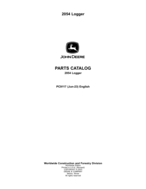 John Deere 2054 Loggers Parts Catalog Manual