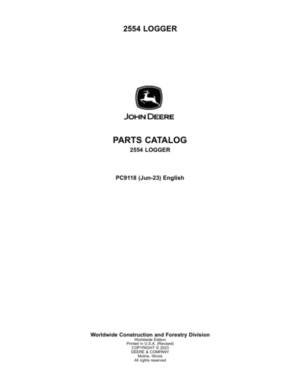 John Deere 2554 Loggers Parts Catalog Manual