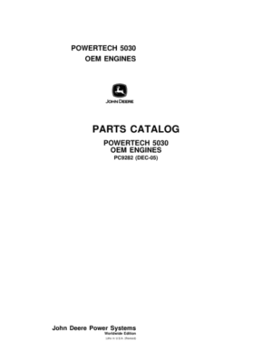 John Deere 3.0L, 5030HF220, 5030HF270, 5030TF220, 5030TF270 Engines Parts Catalog Manual