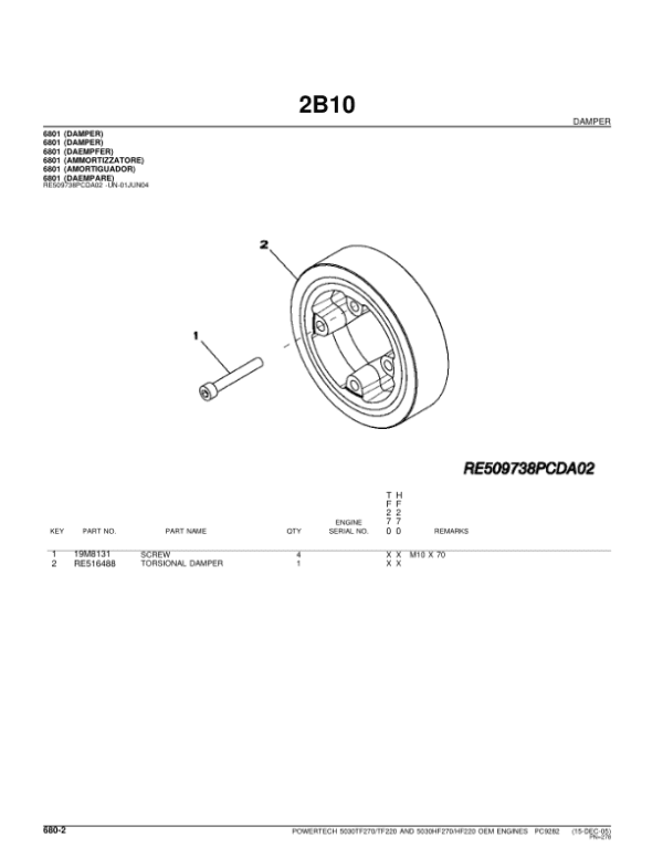 John Deere 3.0L, 5030HF220, 5030HF270, 5030TF220, 5030TF270 Engines Parts Catalog Manual - Image 4
