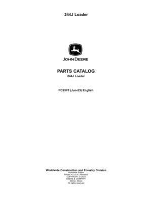 John Deere 244J Loaders Parts Catalog Manual