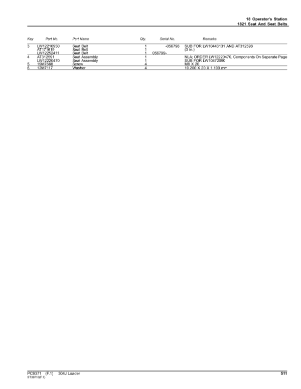 John Deere 304J Loaders Parts Catalog Manual - Image 4