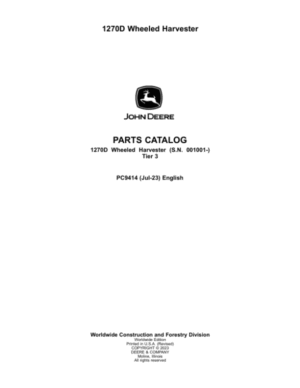 John Deere 1270D T3 Wheeled Harvesters (SN 001001-) Parts Catalog Manual
