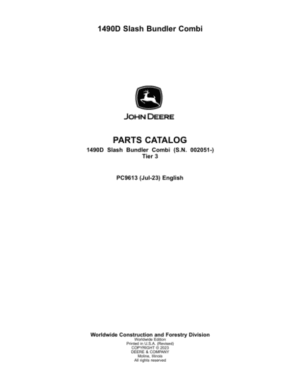 John Deere 1490D T3 Forwarders (SN 002051-) Parts Catalog Manual