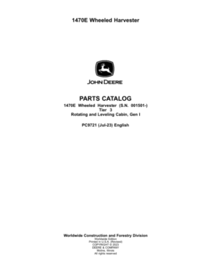 John Deere 1470E T3 Harvester (SN 001501-) Parts Catalog Manual